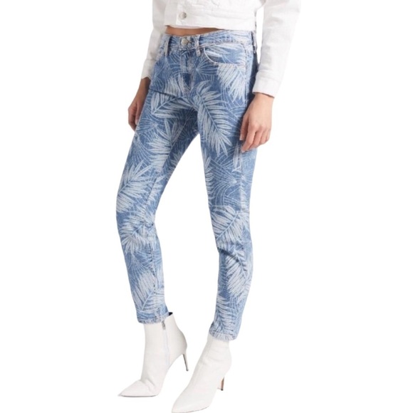 Current Elliott Stiletto Skinny Raw Hem Leaf Print 28 - Picture 11 of 11